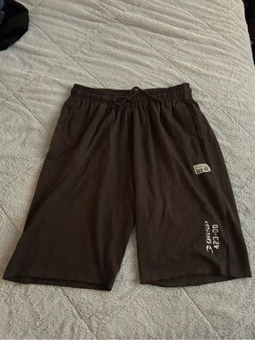 GASP Men's Brown Drawstring Athletic Long Shorts, Size XL